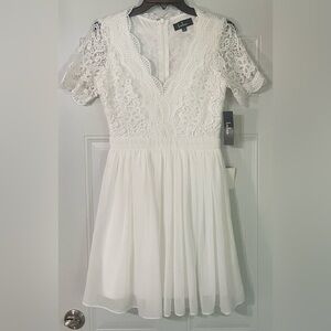 Lulus Dress Women Size Small White Lace Bride Bachelorette Rehearsal Dinner